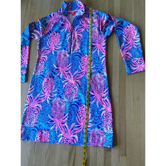 Lily Pulitzer Skipper UPF 50 Quarter Zip Polo Collar Popover Dress Pineapple M - Picture 4 of 5